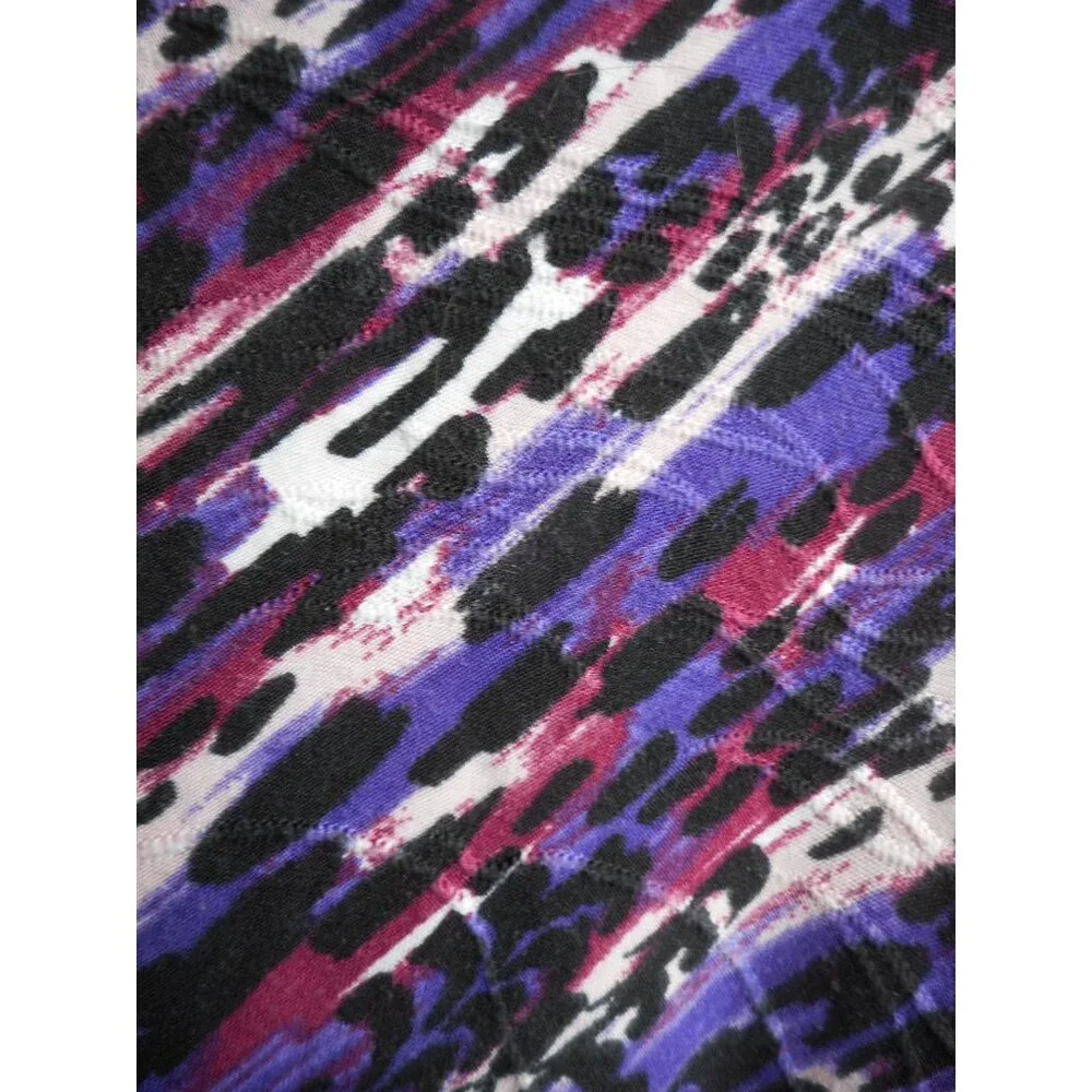 Emily Daniels Sz 1x V neck Tunic blouse top embroidered black purple white - Picture 5 of 6